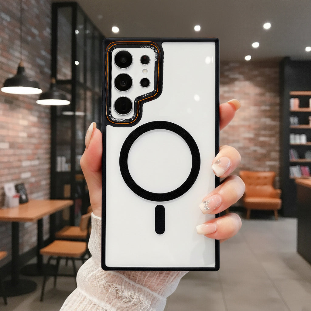 Samsung Galaxy S24/S25 Ultra 5G Magsafe Transparent Acrylic Metal Camera Protector Hard Back Case