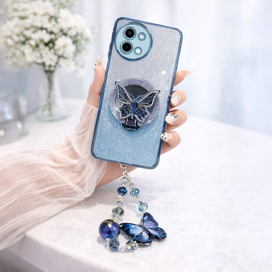 Vivo Y58 5G Stunning Shimmer Electroplating Butterfly Stand Charm Case
