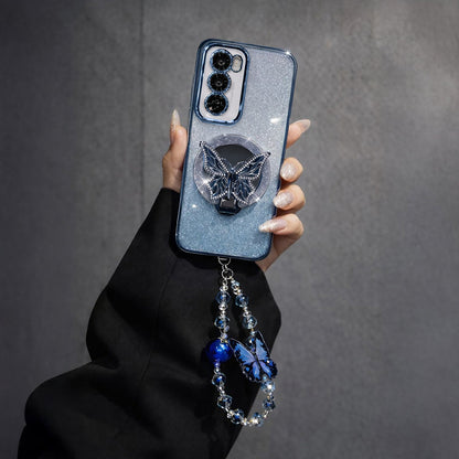 Oppo Reno 12 Pro 5G Stunning Shimmer Electroplating Butterfly Stand Charm Case