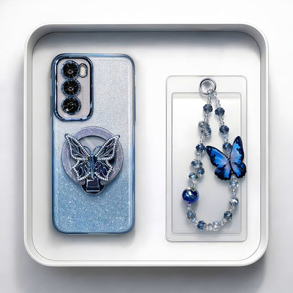 Oppo Reno 12 Pro 5G Stunning Shimmer Electroplating Butterfly Stand Charm Case