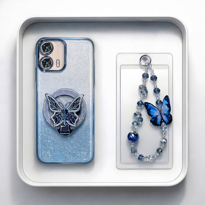 Motorola Edge 50 Fusion 5G Stunning Shimmer Electroplating Butterfly Stand Charm Case