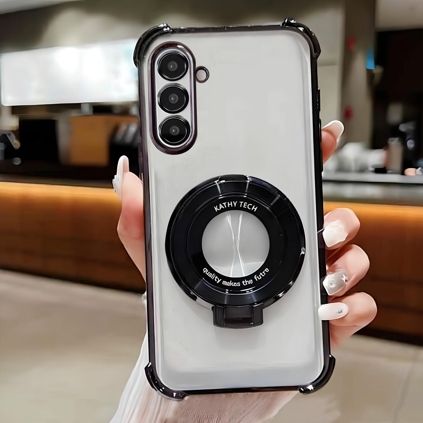 Samsung Galaxy A36 5G Original Luxury Magnifier Ring Stand Shockproof Airbags Corner Case