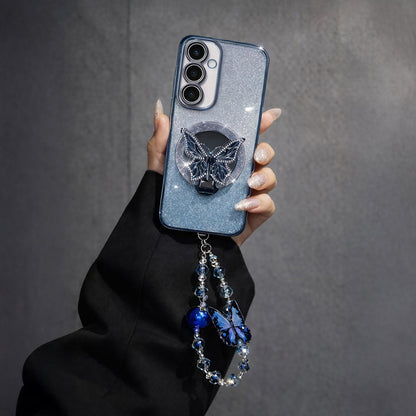 Samsung Galaxy A55 5G Stunning Shimmer Electroplating Butterfly Stand Charm Case