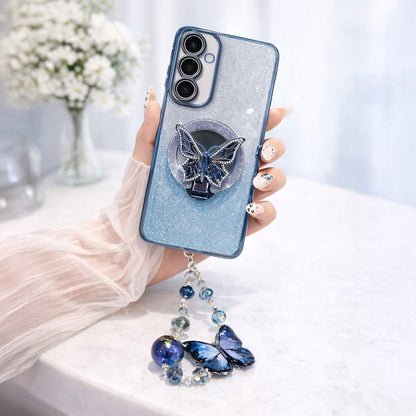 Samsung Galaxy A55 5G Stunning Shimmer Electroplating Butterfly Stand Charm Case