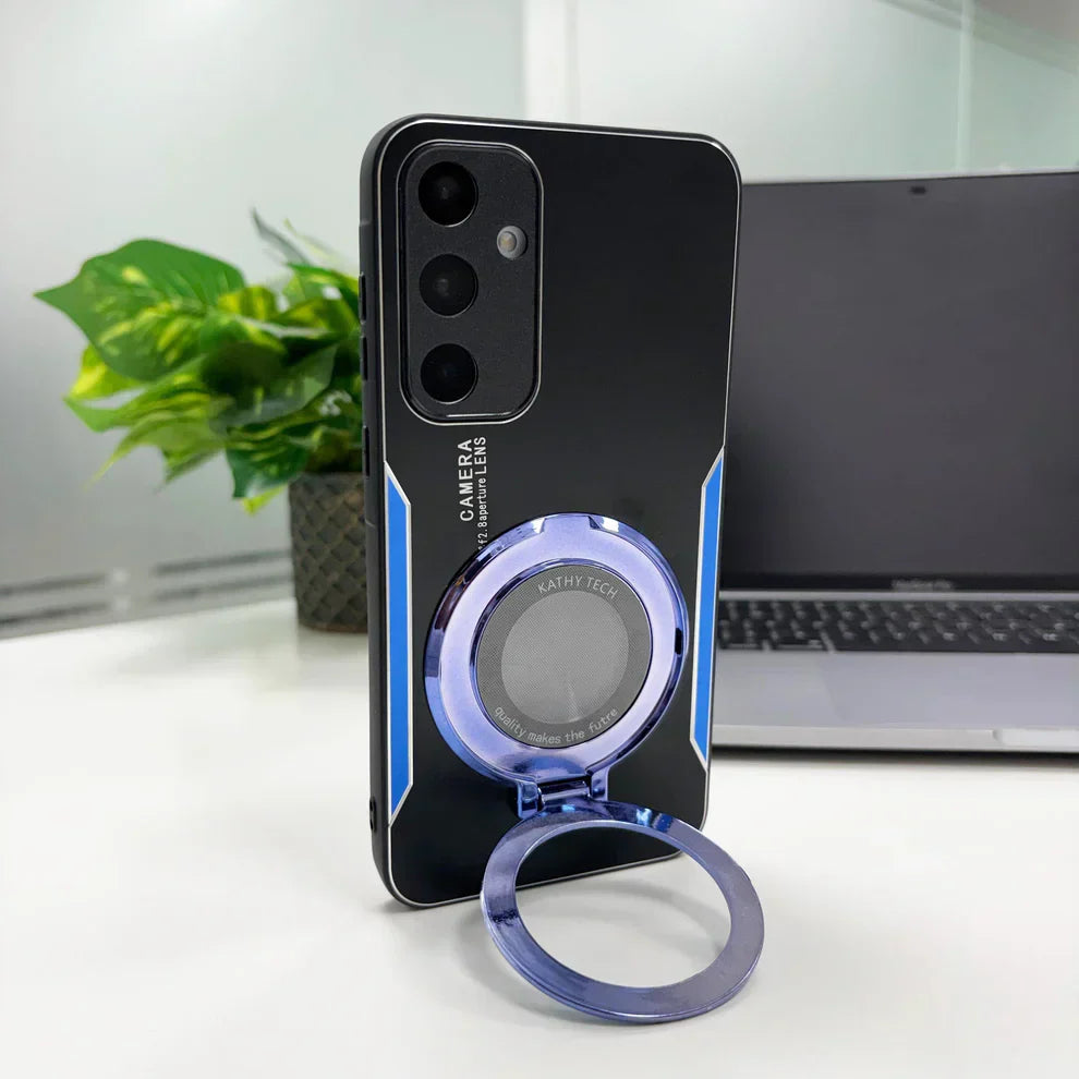 Samsung Galaxy A35 5G Original Luxury Aluminium Metal Magnifier Ring Stand Case