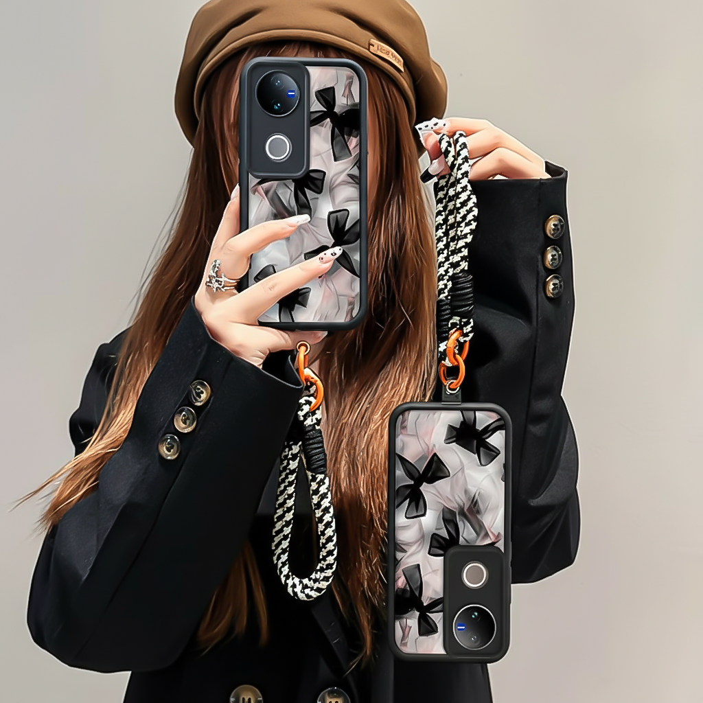 Vivo V50 5G Elegant Bowknot with Wrist Strap Phone Case