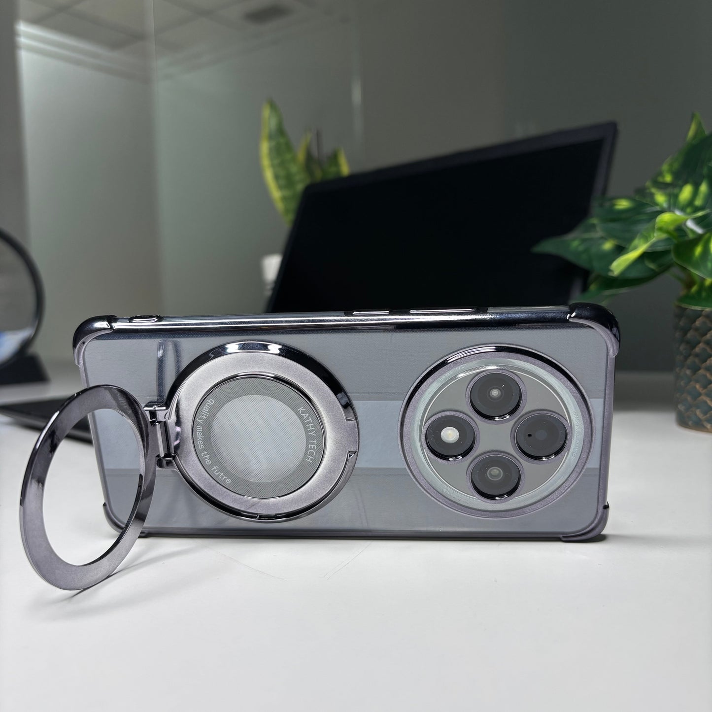 Oppo F27 Pro+ 5G Original Luxury Magnifier Ring Stand Shockproof Airbags Corner Case