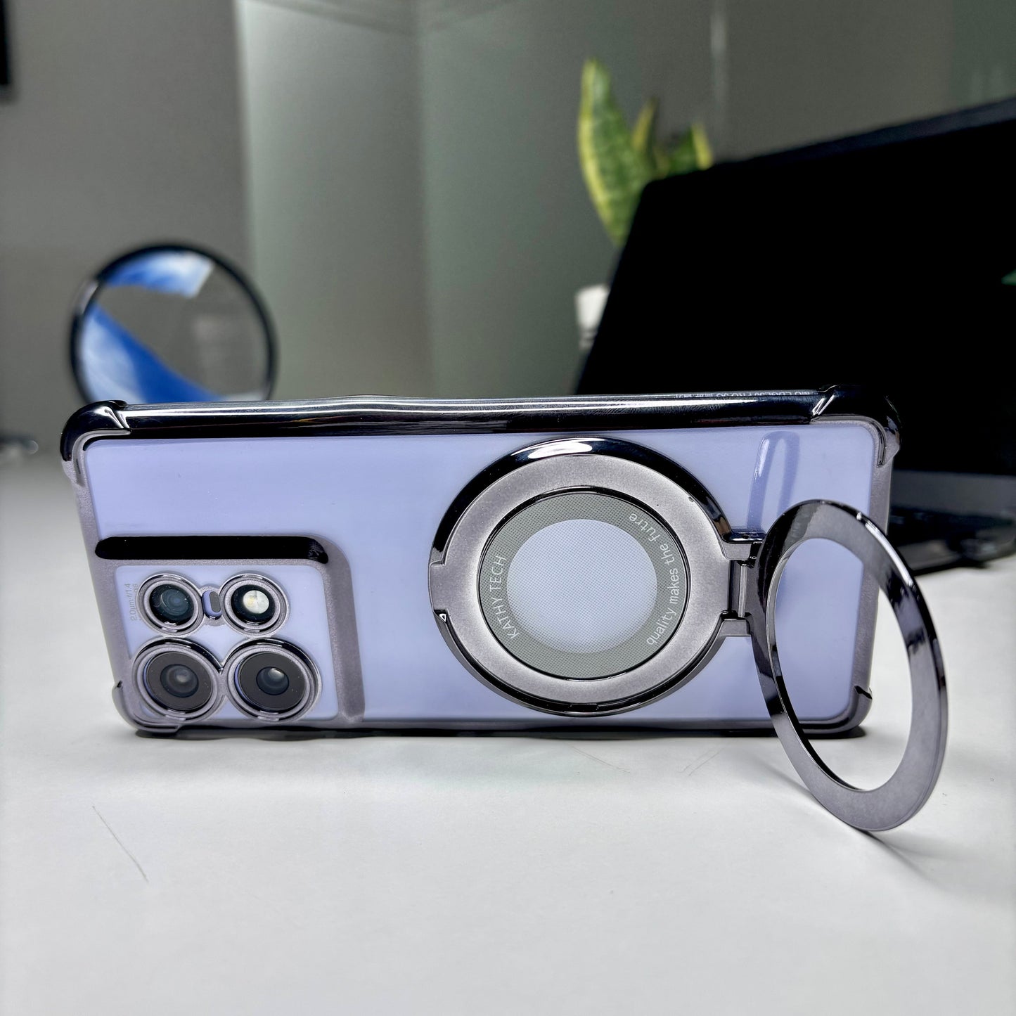 Motorola Edge 50 Pro 5G Original Luxury Magnifier Ring Stand Shockproof Airbags Corner Case