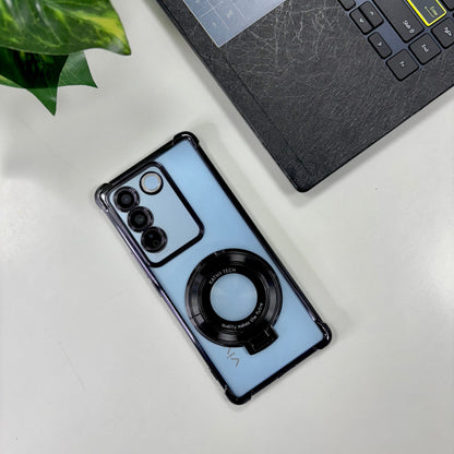 Vivo V27 5G Original Luxury Magnifier Ring Stand Shockproof Airbags Corner Case