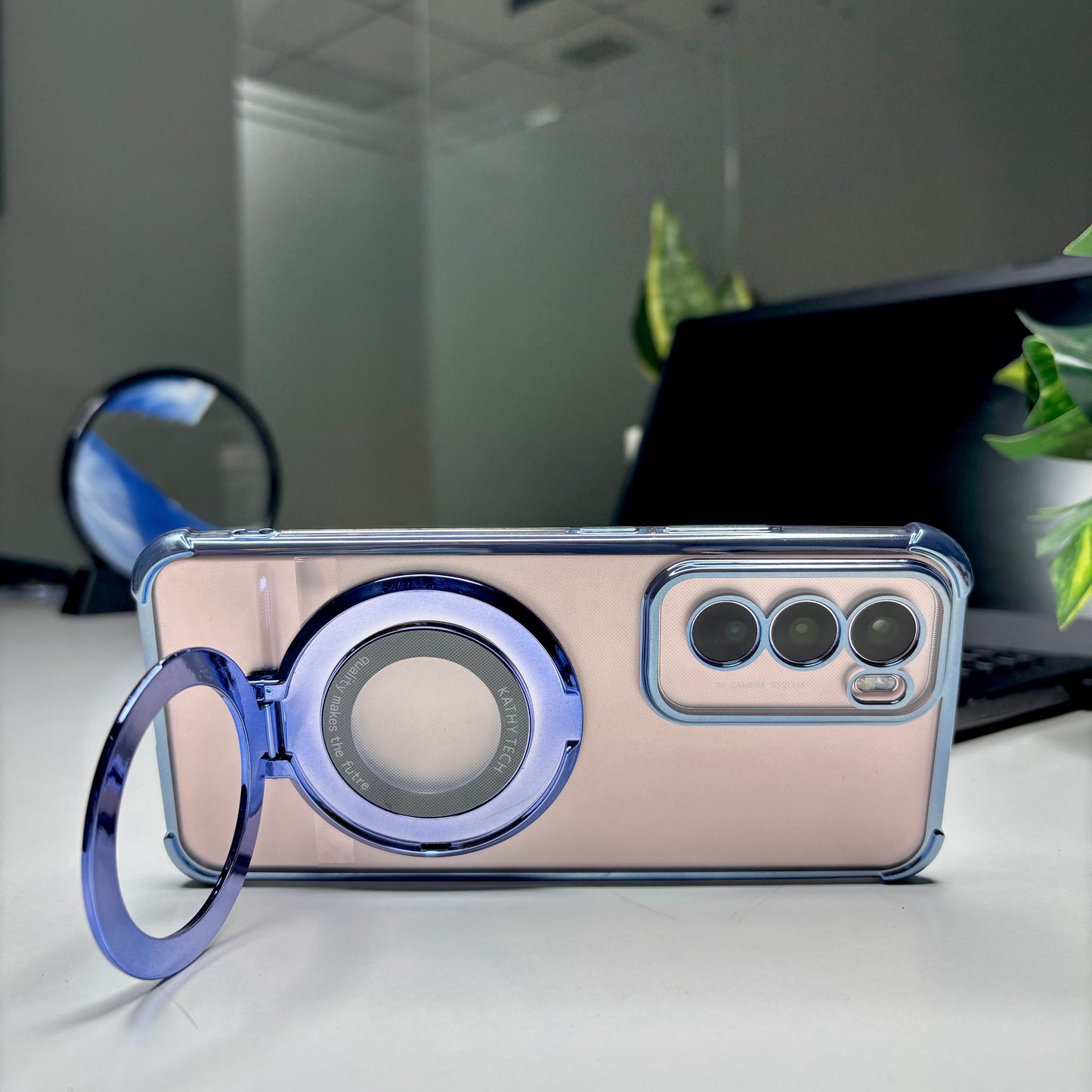 Oppo Reno12 5G Original Luxury Magnifier Ring Stand Shockproof Airbags Corner Case