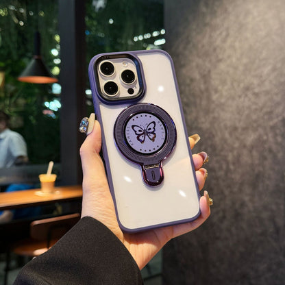 iPhone 16 Pro / 16 Pro Max Luxury Butterfly Ring Stand Shockproof Magnetic Case