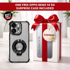 Oppo Reno14 5G Original Luxury Magnifier Ring Stand Shockproof Airbags Corner (Buy 1 Get 1 Surprise Cover)