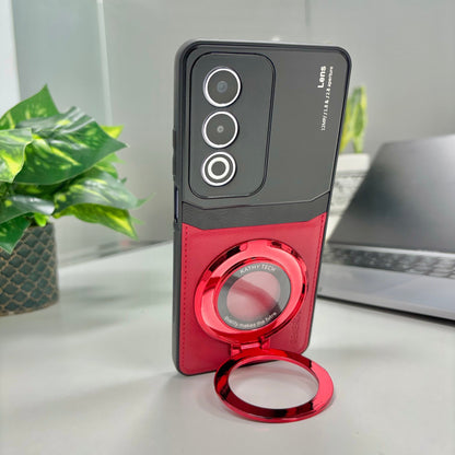 Oppo A3 Pro 5G Original Luxury Leather Lens Magnifier Ring Stand Case