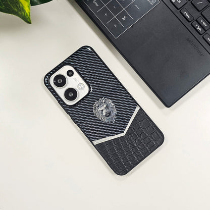 Oppo Reno13 5G Luxury Lion Pattern Leather And Liquid Silicone Case