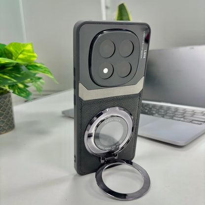 Redmi Note 14 Pro+ 5G Original Luxury Leather Lens Magnifier Ring Stand Case