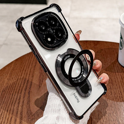 Redmi Note 14 Pro+ 5G Original Luxury Magnifier Ring Stand Shockproof Airbags Corner Case