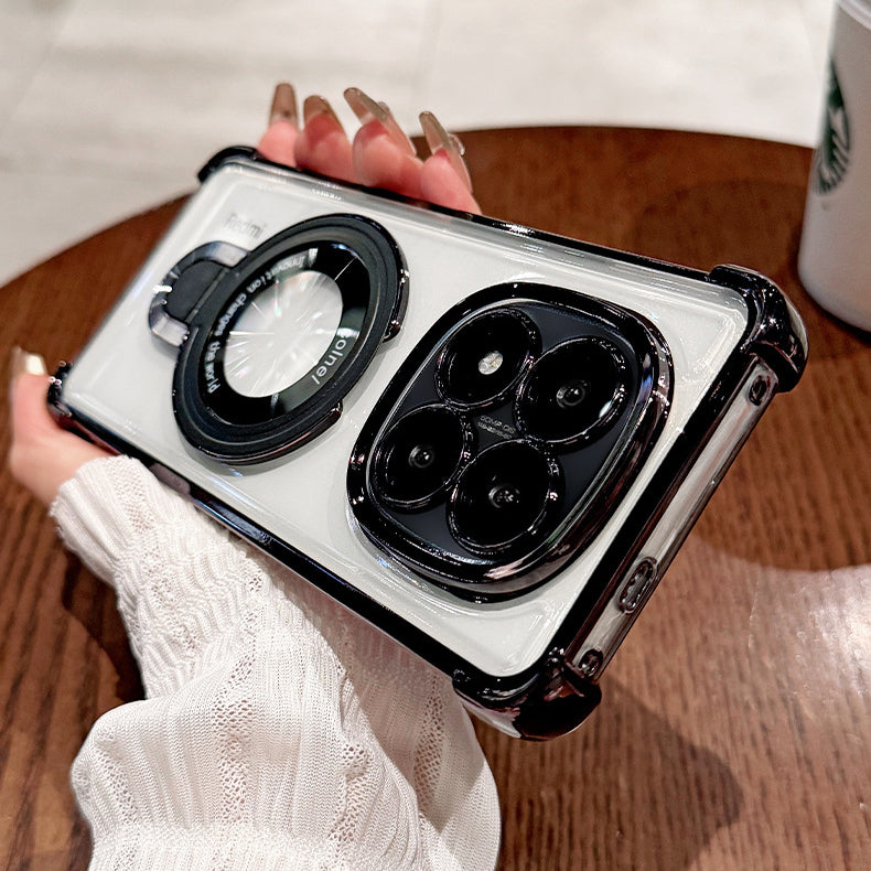 Redmi Note 14 Pro+ 5G Original Luxury Magnifier Ring Stand Shockproof Airbags Corner Case