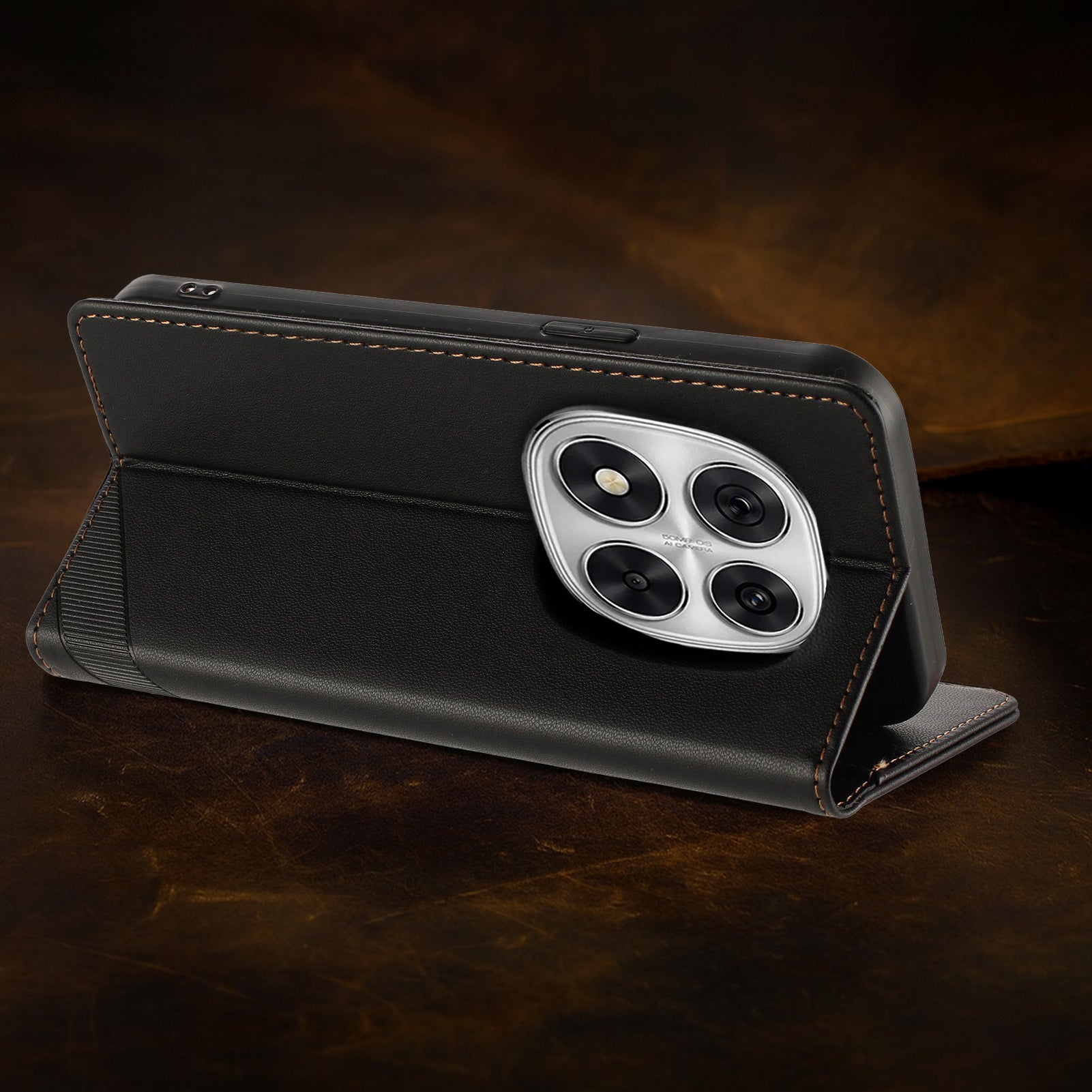 Redmi Note 14 Pro+ 5G wallet case with card slots and magnetic closure