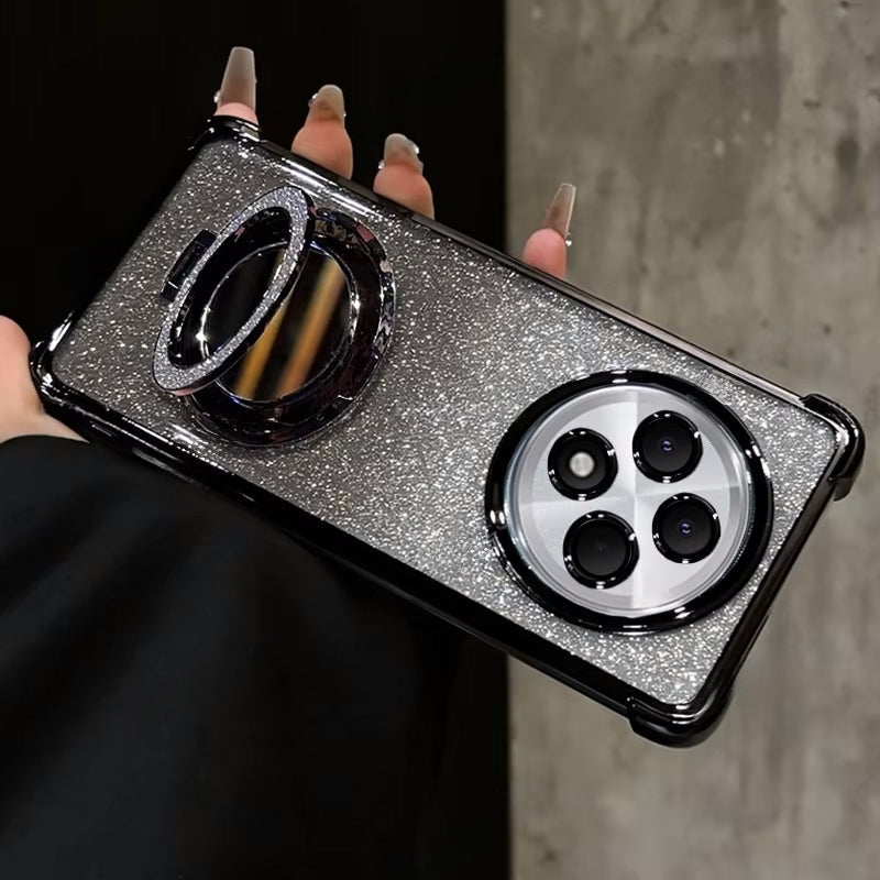 Black Oppo F27 pro case with silver ring holder