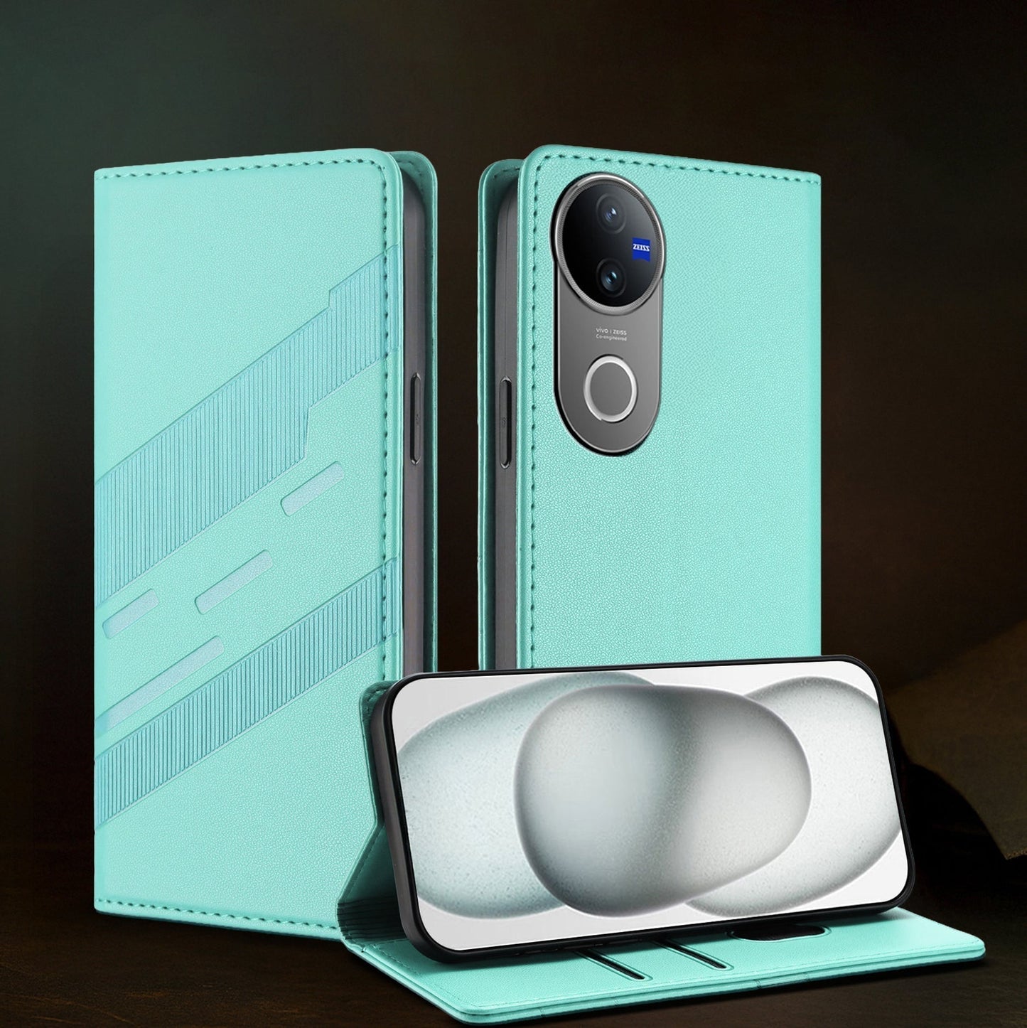 Vivo V50 5G phone case with card slots and magnetic closure