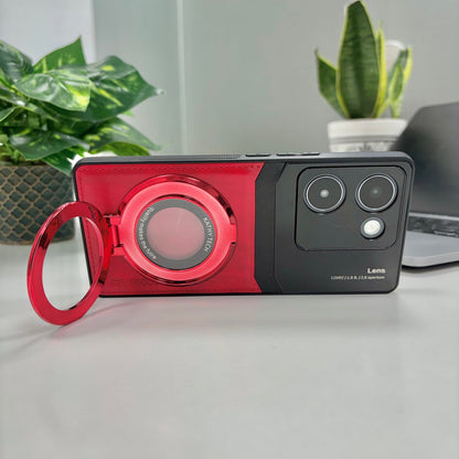 Vivo Y200 Pro 5G Original Luxury Leather Lens Magnifier Ring Stand Case