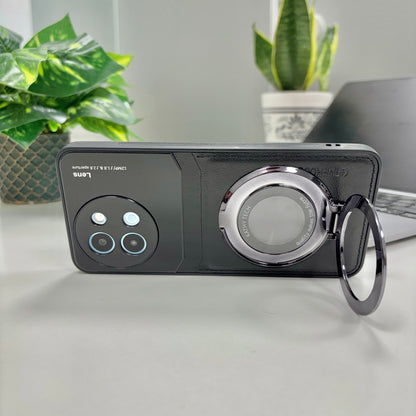 Vivo Y58 5G Original Luxury Leather Lens Magnifier Ring Stand Case