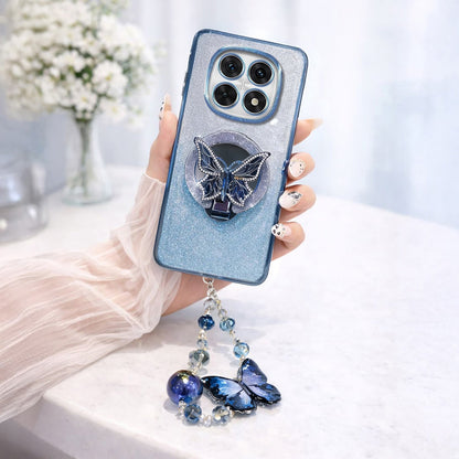 Redmi Note 14 Pro+ 5G Stunning Shimmer Electroplating Butterfly Stand Charm Case
