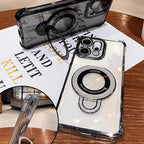 Oppo Reno14 5G Original Luxury Magnifier Ring Stand Shockproof Airbags Corner (Buy 1 Get 1 Surprise Cover)
