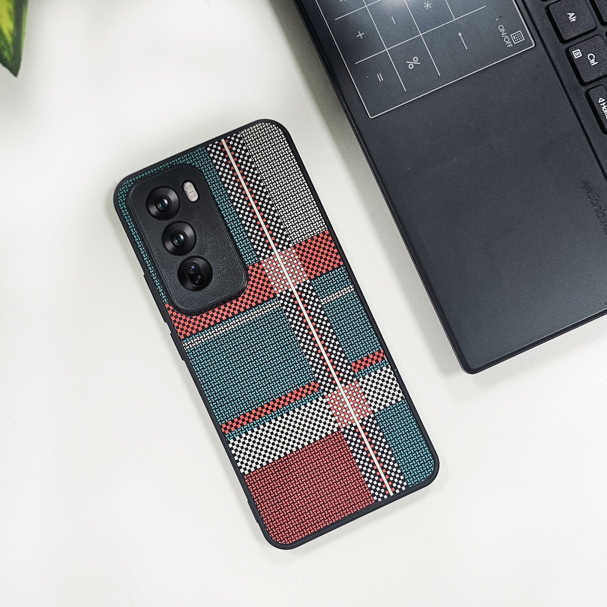 oppo reno 12 pro case with geometric pattern on a white surface 
