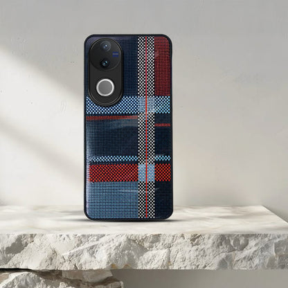Vivo V50 Luxury Grid Pattern Glass Back Shockproof Case